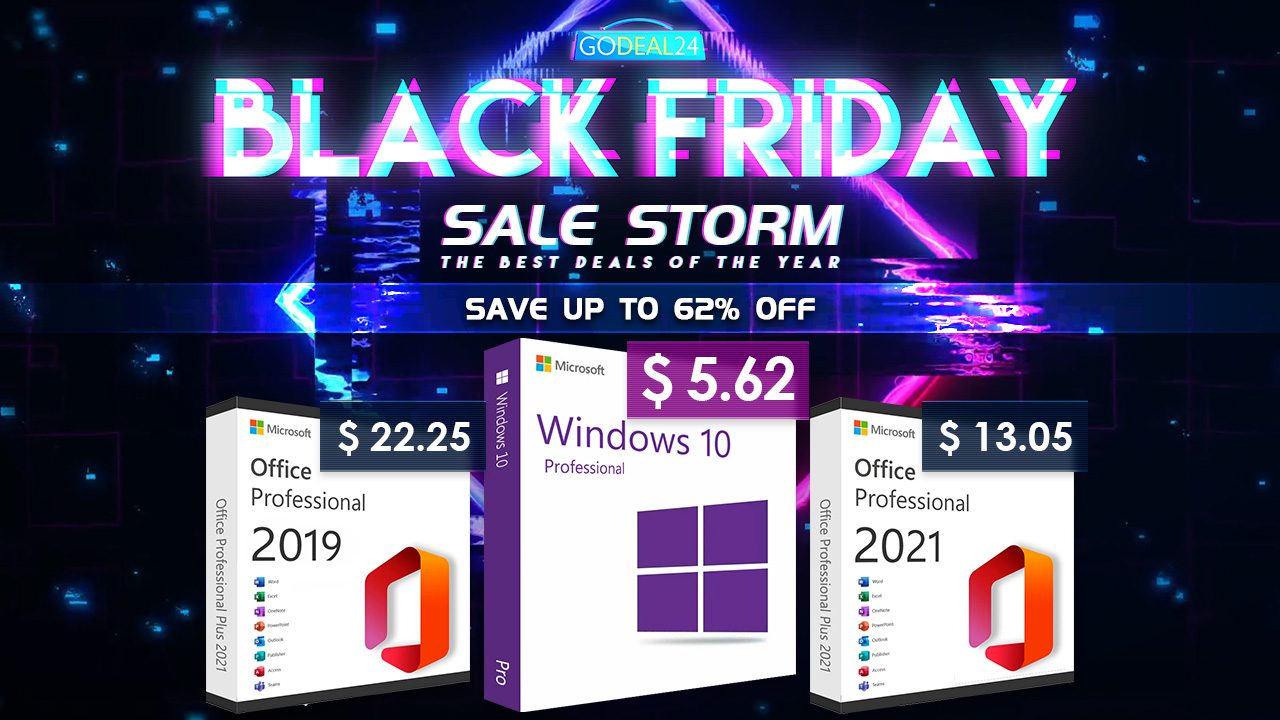 Godeal24 Black Friday Finally Coming! Lifetime Office 2021 and Genuine Windows 10 from $5.62! More PC Software Up to 62% off!