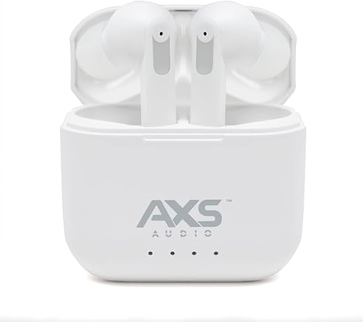 AXS AUDIO Professional Wireless Earbuds, White – Studio Quality Sound at Any Volume, 10+ Hours Battery Life, Active Noise Canceling, 3 Sizes of Eartips for Comfort, IPX4-Certified, Lag Free Streaming